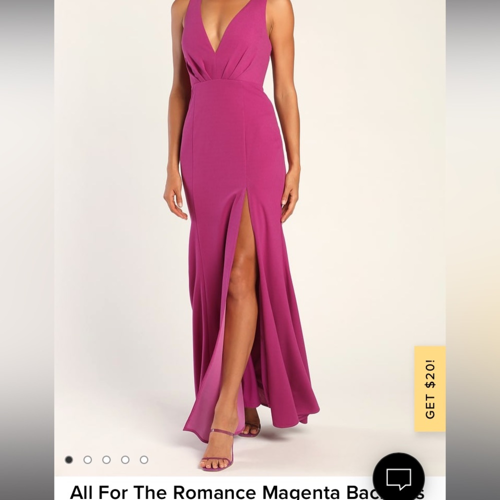 NWT All For The Romance Magenta Backless Mermaid Maxi Dress